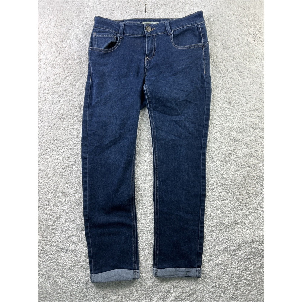 Paris Blues Jeans Womens 9‎ Skinny Blue Stretch Denim Dark Wash Cuffed 30x26